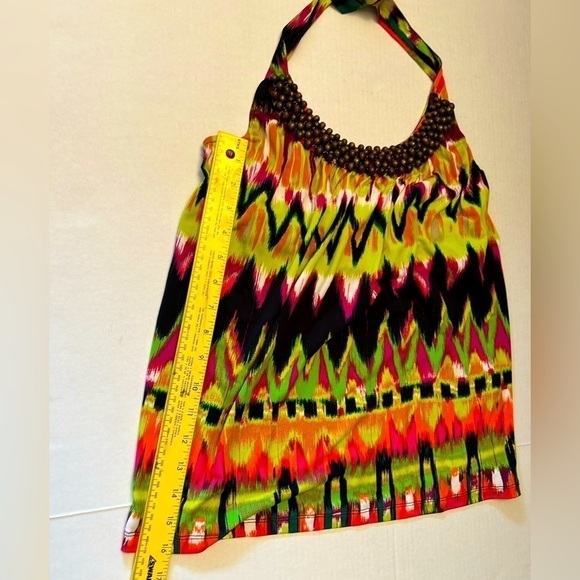 Calvin Klein summer bright color halter top blouse with bead accent Sz S.  Q3 - Picture 6 of 8